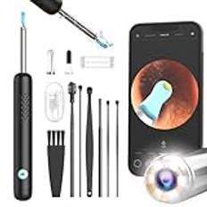 Otoscope Ear - WiFi Ear Cleaner R1 1080P, IP67 vattentätt öronrengöringsverktyg, 3,5 mm Endoscope Ear Cleaner Kit med 6 LED-lampor, lämplig för IOS, iPad och Android