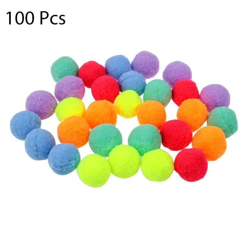 Interactive Pompom Launcher Cat Toy - 100 Pcs Ball