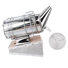 Beehive Smoker Stainless Steel Solid Wood Bee Smoker Beekeeping Equipment with Filter for Beekeeper L(for 6.5-9kg) silver