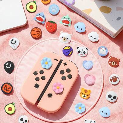 4 st söta silikon joystickkåpor, kompatibla med Switch/OLED/Lite Joy-Con, Panda Switch OLED-knappkåpor, halkfria Joy-Con-kontroller, tumgrepp i siliko - Multifärgad (Multi-size)