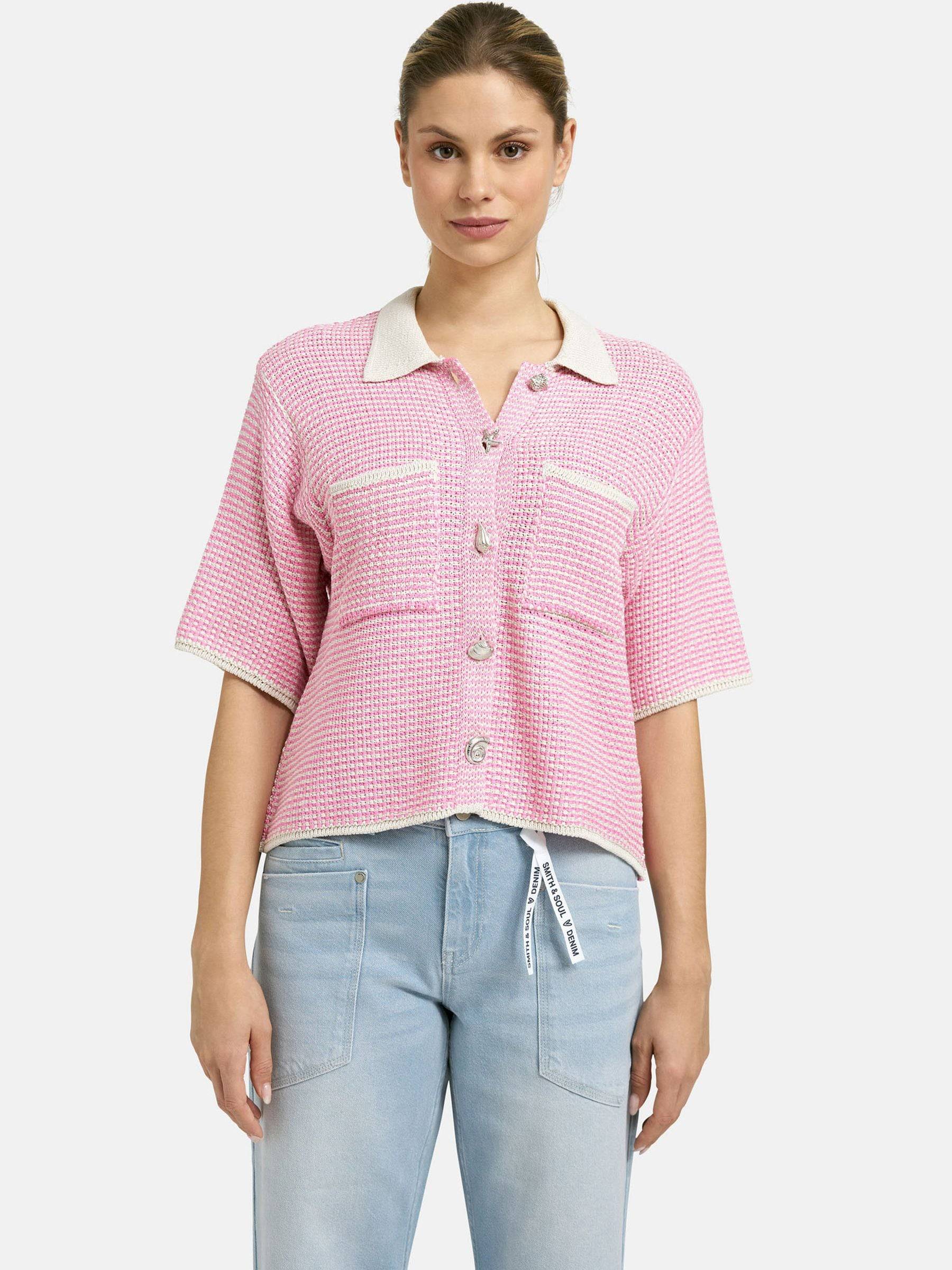 Smith & Soul Smith & Soul Pink/White Bubblegum Print Knit Cardigan