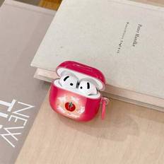 Cartoon Apple Rabbit hörlursfodral kompatibel med Apple Pro/ 2/ 3/ 4/IPod hörlurar, trådlöst Bluetooth hörlursskydd - Röd (AirPods1/2,AirPods Pro,AirPods 3,AirPods Pro (2nd generation),AirPods 4)