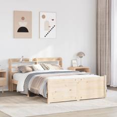 vidaXL sengeramme med sengegavl 160x200 cm massivt fyrretræ
