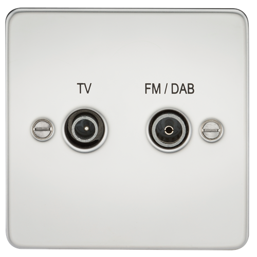 KnightsBridge Flat Plate Screened Diplex Outlet (TV, FM DAB) - Polished Chrome