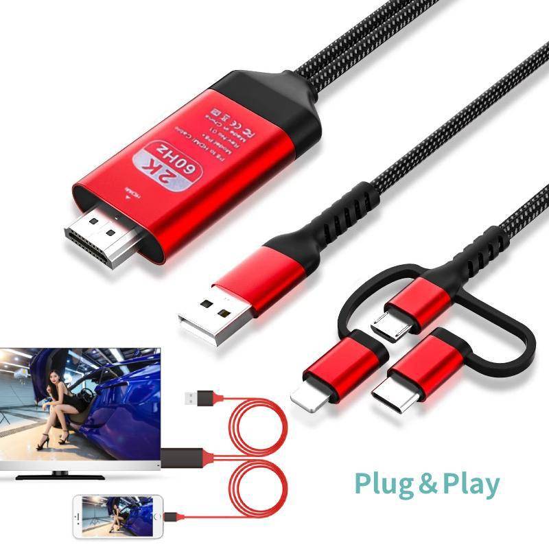 HDMI Kabel Display Typ C Micro USB 3.0 Skärm Anslut till HDMI-kompatibel HDTV Projektor Video Adapter Converter för IPhone Samsung Huawei