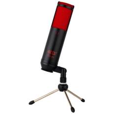 MXLTEMPOKR USB Mic with headphone jack. Black body with red grill