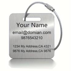 TEMU 1 Stainless Luggage Tag - Laser Engraved Text, Ideal For Traveling Business Trips & | Perfectly To And