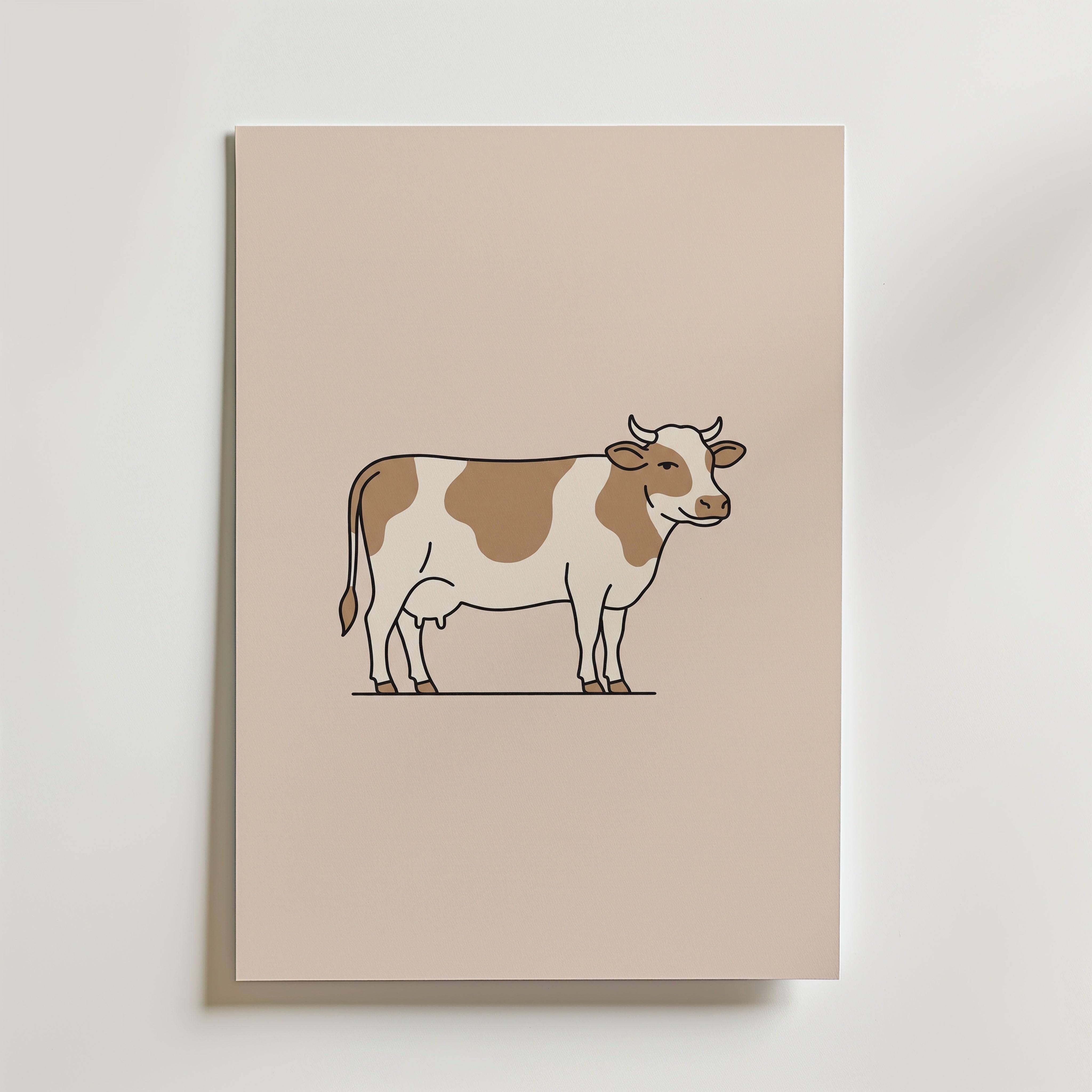 Bathroom Cow Poster - Premium Canvas 50x70 cm Utan passepartout