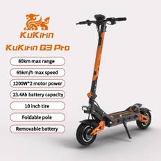 KuKirin G3 Pro Dual Motor elektrisk scooter: 2400W effekt, 65 km/t, 80 km rækkevidde, 10" terrængående dæk og hurtigt aftageligt batteri