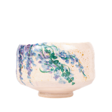 Raku Matchaskål – Wisteria Gold