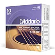 D'Addario Gitarrensaiten Westerngitarre - Gitarrensaiten Akustikgitarre - Acoustic Guitar Strings - EJ26-10P - Custom Light, 11-52 - 10-Stück