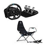 Playseat® Challenge X - Logitech G Edition & Logitech G G923 TRUEFORCE racingratt med pedaler, kraftåterkoppling upp till 1000 Hz, responsiv pedal, dubbelkopplingssystem, äkta läderratt, svart - Svart