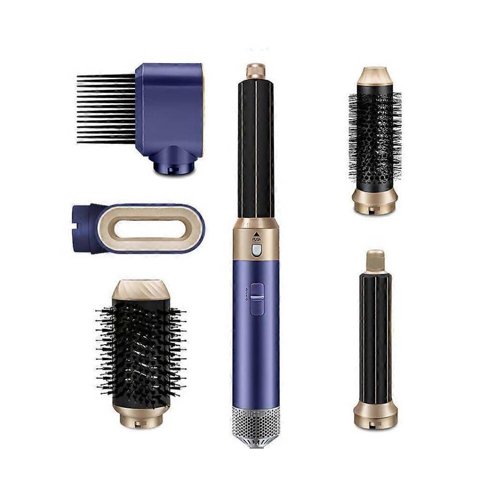 (Blue) 6 in 1 Hair Dryer Brush Set, Multifunctional Automatic Curling Iron Straightener Hair Styler Set