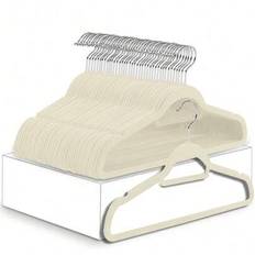 10/20 st. lyxig svart flockad halkfri galge, ultratunn och platsbesparande - kraftig roterande svart krok lämplig för kläder, kostymer, toppar, slipsa - Beige (20 stycken,10 stycken)