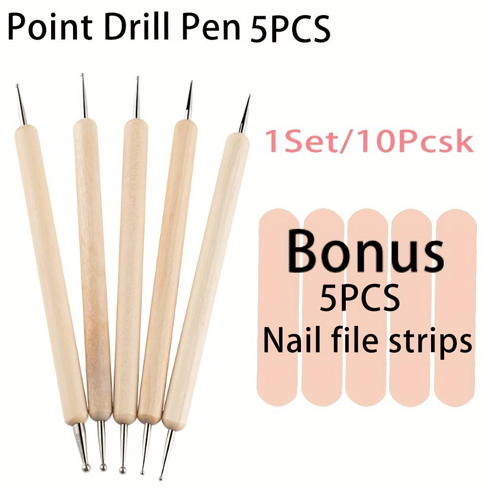 10pcs Wood Carving Wax Polymer Dotting Embossing Pattern Clay Modeling Tool Pottery Tool Set, Wooden Handle Nail Dotting Pen/set Of Nail Dotting Pens, Double-ended Wooden Dotting Pen