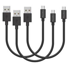 Lot 3 Cables 20cm USB-C Black for Samsung Galaxy S22 /S22 PLUS/S22 ULTRA/S21/S21 FE/ S21 PLUS / S21 ULTRA / S20 / S20 FE Phonillico®