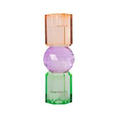 C'est bon Krystal lysestage mint/violet/lysebrun 16,5x6x6 cm