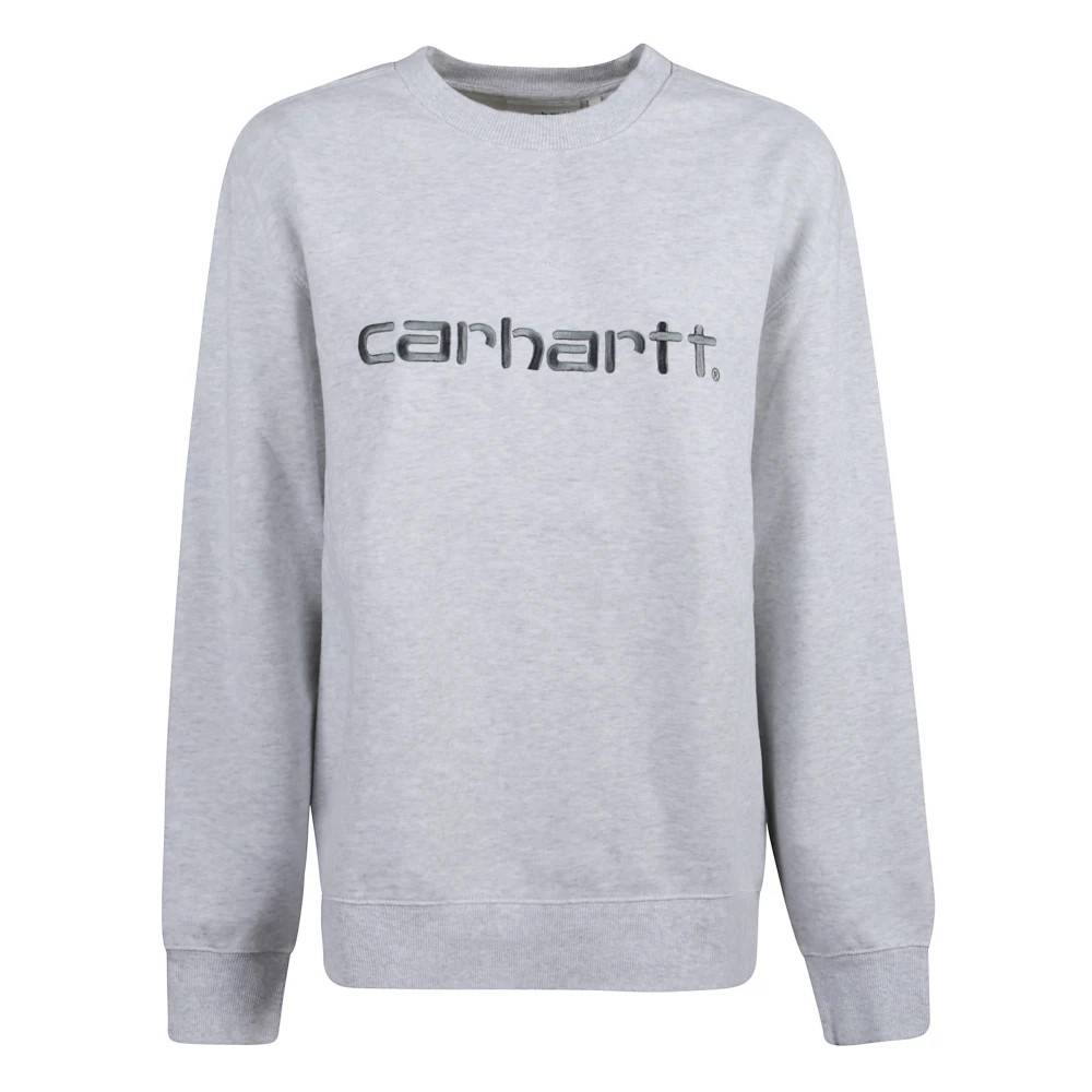 Carhartt Wip Printed Logo Crewneck Sweatshirt - Sweatshirts - Dame - Grå - M - Bomuld