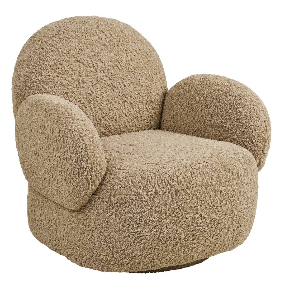 Messina loungestol m/drej - lysbrun teddy