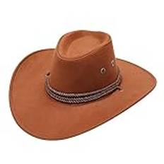 TDEOK revolver cowboy barn västerländsk mode cowboy solhatt brett brätte resa solhatt cowboy kappa svart, BRUN, one size