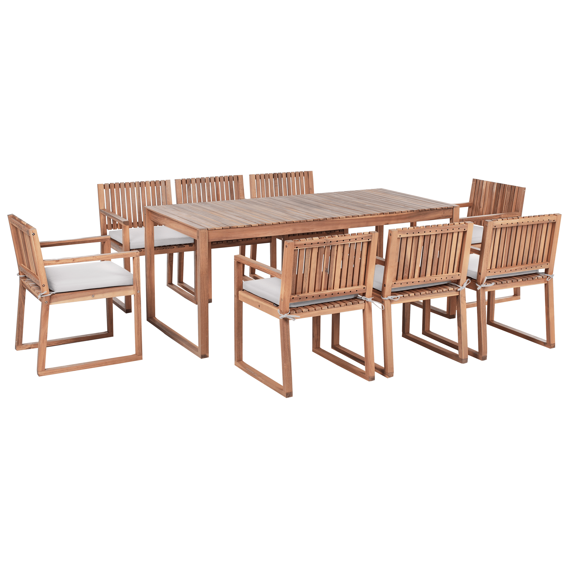 Matgrupp utomhus 8-Sits Sassari Premium med Kuddar Akaciaträ - ljusbeige Matgrupper utomhus