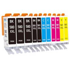 akaca PGI-580 CLI-581 XXL Druckerpatronen Kompatibel mit Canon 580 581 XXL Patronen (3 PGBK, 2 Schwarz, 2 Cyan, 2 Magenta, 2 Gelb), für Pixma TR7550 TR8550 TS6150 TS6151 TS8150 TS8151 TS8152 TS9150