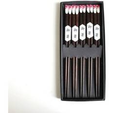 Vintage trä ätpinnar set enkel indonesien järn trä ätpinnar svart låda fem par servis barn bärbar naturlig