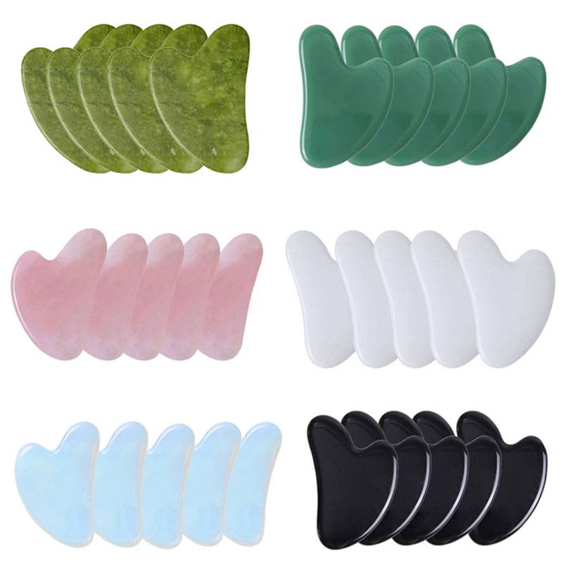 5PCs Quartz Gua Sha Jade Massager For Face Natural Stone Gouache Scraper Guasha Massage Tools Facial Body Skin Care