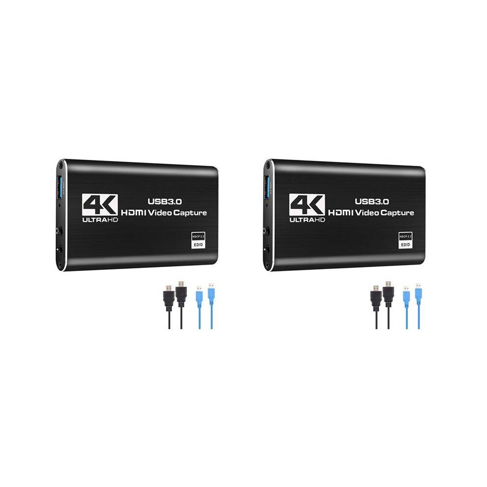 2X Audio Video Capture Card, 4K USB 3.0 Capture Adapter Video Converter for Gaming Streaming Live Broadcast Video