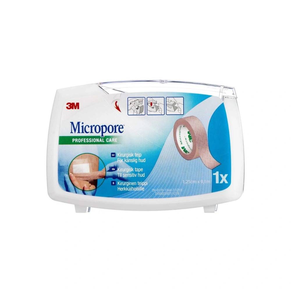 Micropore Kirugisk Tape Dispenser Brun - 1,25 cm x 9,14 m