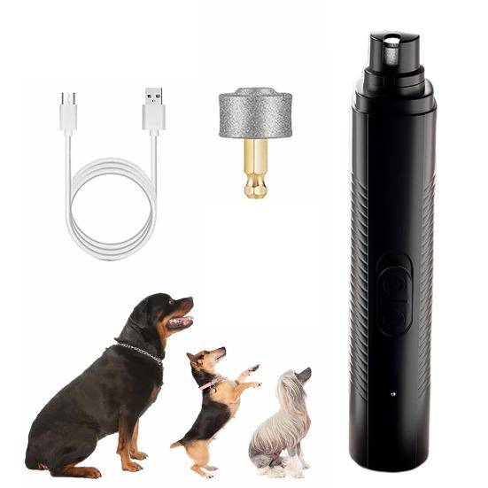Elektrisk Husdjursnagelslip USB-Laddningsbar Hundnagelklippare med LED-Ljus 3 Slipmetoder Tyst Bärbar Nagelslip för Små till Stora Hundar svart