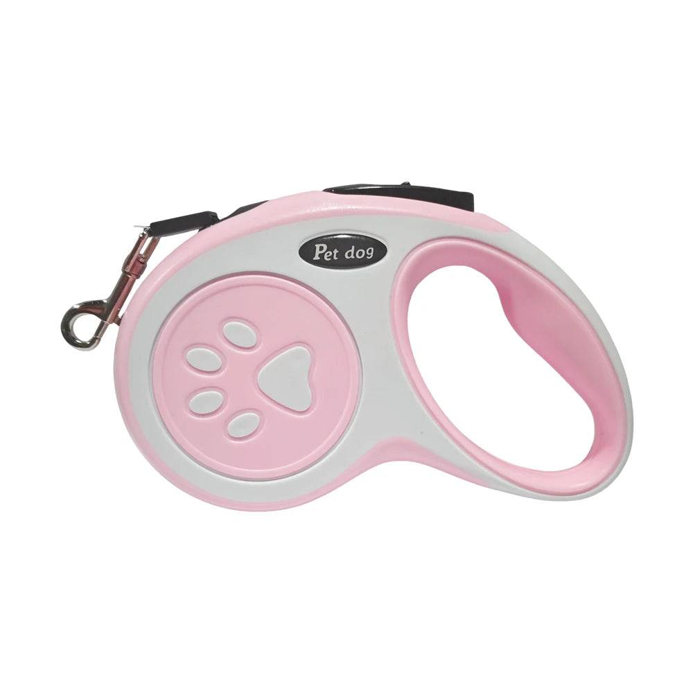 Retractable Dog Leash with One-Button Lock - Pink White / 5M (16 FT) (5M (16 FT))