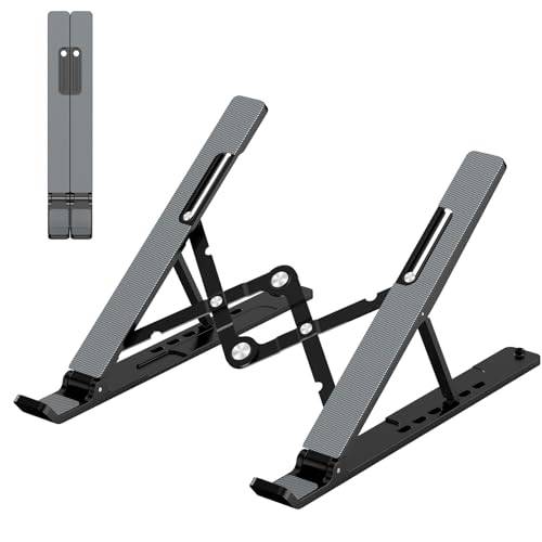 Laptop Ständer, Faltbarer Aluminium Notebook Ständer, Höhenverstellbarer Laptopständer Belüftet Kühlung Laptop Halterung für MacBook Pro/Air, HP, Sony, Dell,alle 10-15,6 ” Laptops, Tablets-Schwarz