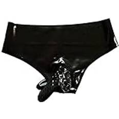 Latex gummishorts för män underkläder trosor byxor med två latextrosor, röda, medium