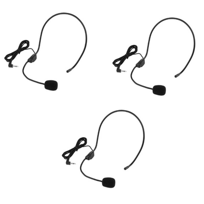 3 st hörlurar mikrofon headset högtalare mikrofon kompatibel o teknik röstförstärkare lärare högtalare