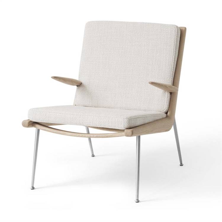 &Tradition Boomerang HM2 Loungestol Stainless Steel Oiled Oak/Loop Cream 33 (Creme)