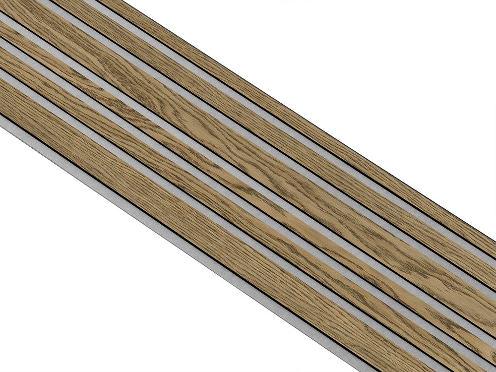 I-Wood Basic Mixed listebredde paneler, i sort kerne, mørkebrun oliering - mål 17 x 300 x 2780 mm.