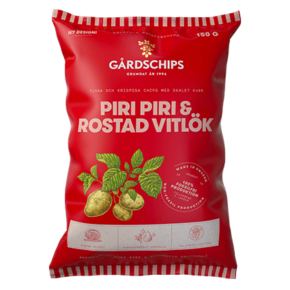 Gårdschips Chips Piri Piri & Rostad Vitlök 150g