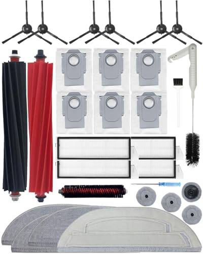 S8 Maxv Ultra Tillbehörs set för Roborock S8 Max Ultra reservdelar: 2 huvudborste, 6 sidoborstar, 4 Hepafilter, 4+4 torkdukar, 6 dammpåsar, 1 självrengörande-Yivy 30 stycken