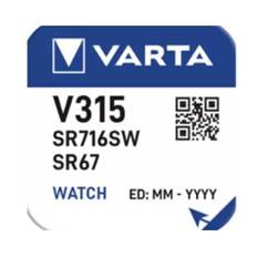 Batterie VARTA, Uhrenbatterie, Silver Oxide, Knopfzelle, V315, SR67, SR716SW, 1.55V, 1 Stück