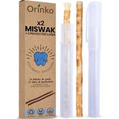 Siwak x2 med skyddsfodral Miswak Stick 100 % naturlig tandborste i Araqträ (Salvadora Persica) rengöringsmedel, desinfektionsmedel och blekning ekologisk, biologiskt nedbrytbar och vegansk