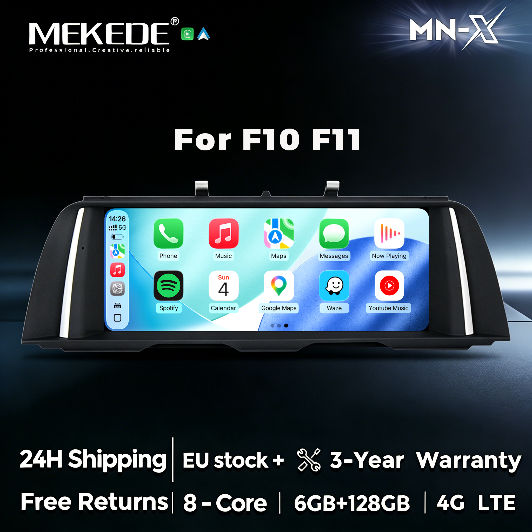 MEKEDE Android 15 Wireless CarPlay Car Multimedia Player For BMW 5 Series F10 F11 2011-2017 CIC NBT System GPS Navigation 4G Android Auto Radio