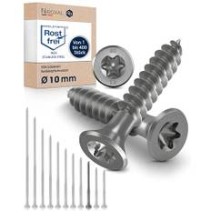 TORX försänkt skruvhuvud i rostfritt stål av V2A 10-mm tjock 100-mm skruvlängd 200 stycken 80-mm partiell gänga Träskruv 10x100