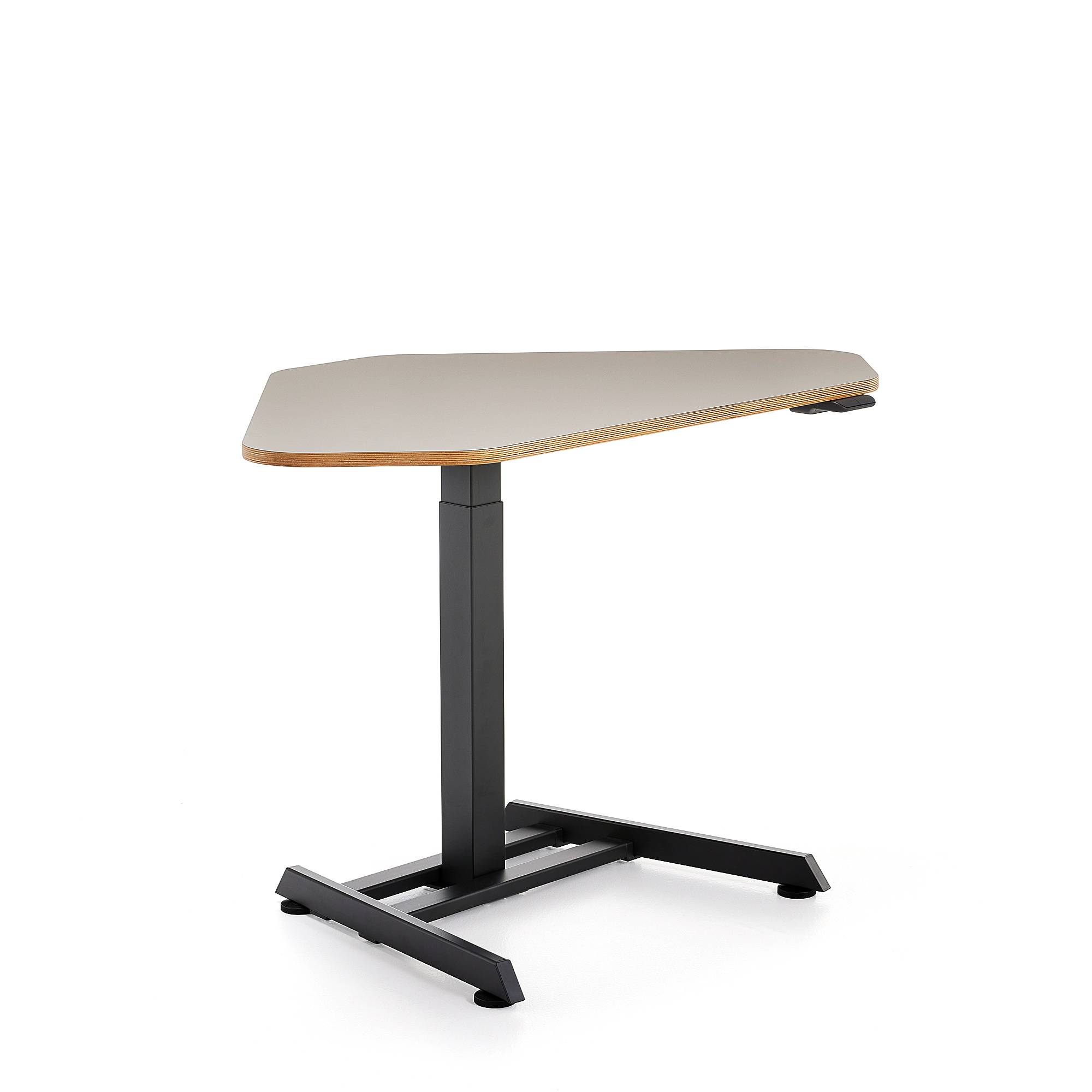 Hörnskrivbord NOVUS, höj- och sänkbart, 1200x750 mm, svart/lergrå