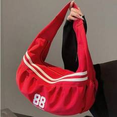 Back To School American Sports Baseball Design Shoulder Bag For Women, Commute, Outing, Daily Shopping, Large Capacity Underarm Shoulder Bag, Cloud To - Red