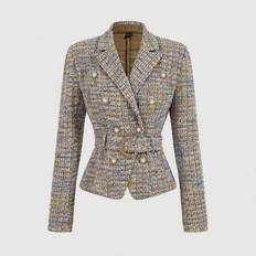 Women&#39;s Elegant Flat Lapel Double Breasted Blazer, Autumn And Winter Jacket, Retro Jacket,Winter Women Outfits,Winter Women Coat - Multicolor - L,M,S,XS