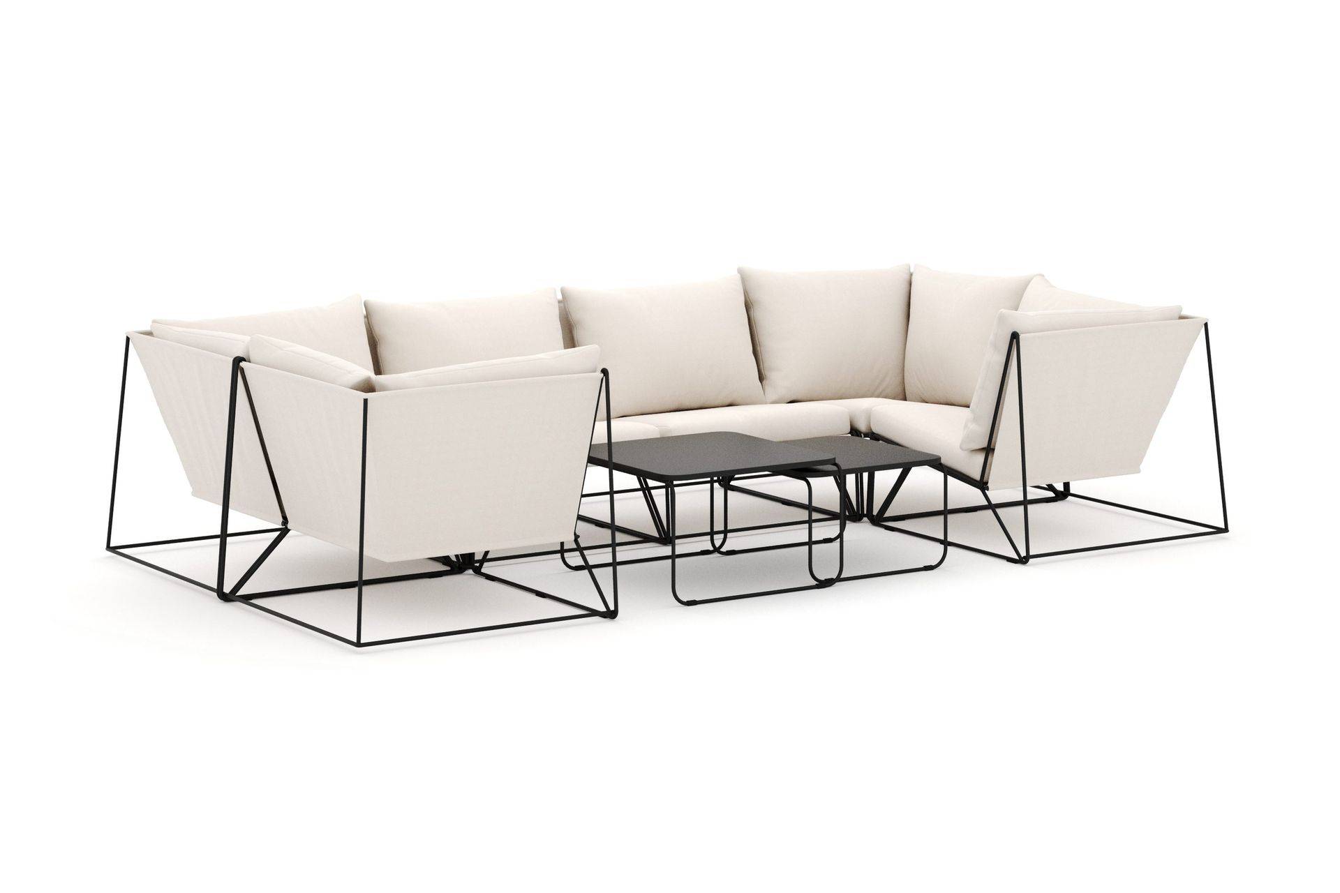 Comfort Garden Usteryd utomhus U-soffa 6-sits med stängt avslut - Svart/Beige Loungesoffa