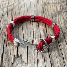Marint Armband - New Haven Röd (Storlek: 19 cm, Material på stål: Guldplätterat stål)