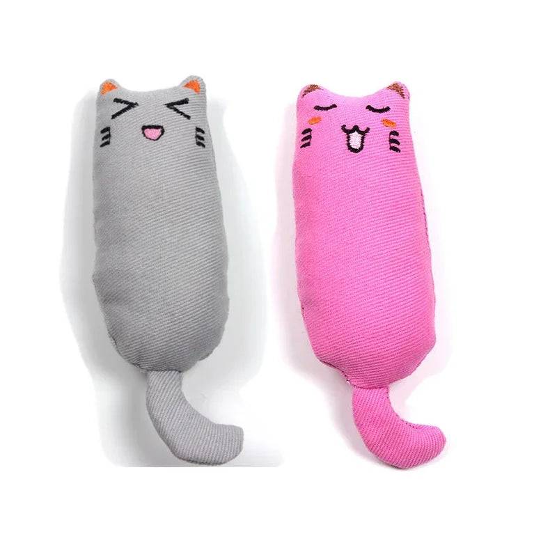 Catnip Plush Toy with Crinkle Sound - Dental Chew for Cats & Kittens - Grey and Rose