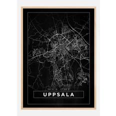 Karta - Uppsala - Svart Poster (30x40 cm)